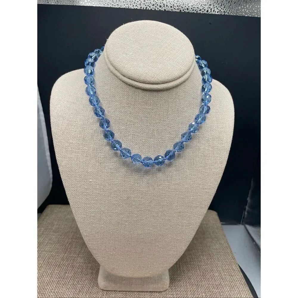 Heidi Daus Blue Crystal Choker Necklace Toggle Clasp